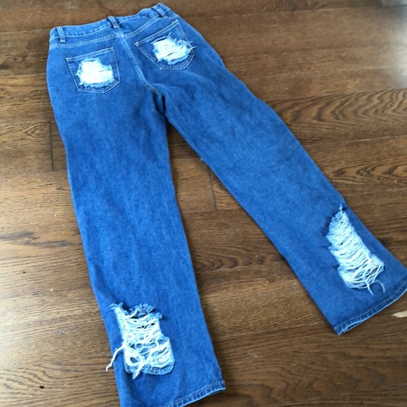 Distressed Medium Wash Blue Women's Jeans - Picture 4 of 6
